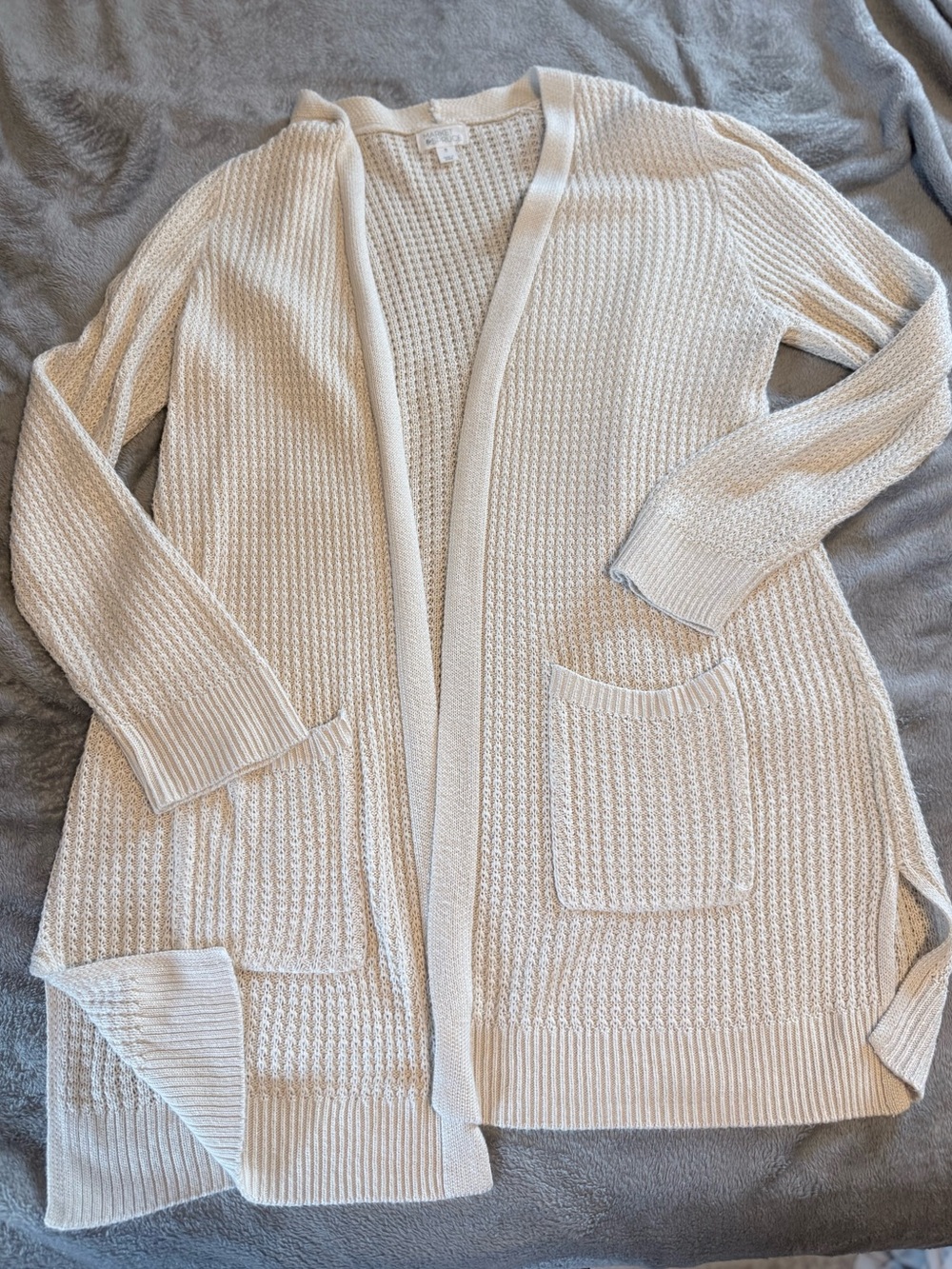 Market & Spruce Cream Open-Front Knit Cardigan
